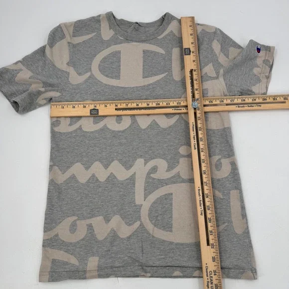 Champion Mens All Over Print T Shirt Crew Neck‎ Short Sleeve Gray Small - Picture 4 of 8